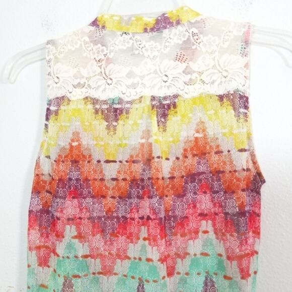 American Rag lace Chevron tie front tank top S - Picture 8 of 11